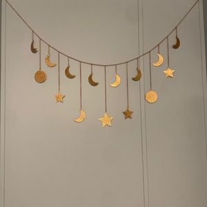Moon and star metal wall hanging